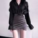 Deerskin Velvet Bodycon For Women, Spring And Autumn Korean Style, High Waist, Sexy Hot Girl, Irregular Pleated Short_ecoleips.com