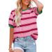 2026 New European And American Women's Striped Fashion Casual Loose Round Neck T Shirt_ecoleips.com