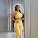 New Waffle Texture Sexy Strap High Waist Fashion Casual Long Pants Set For Women_ecoleips.com