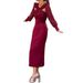 ng2510292 Cross-border European And American Women's Elegant Twisted Hollow Chiffon Sleeve Mid-Length Dress| Evening Dress_ecoleips.com