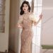 Gold Evening Gown New Style French Sequined Waist Cinching Mermaid Skirt Toasting Banquet Dress Art Exam Wear For Women_ecoleips.com