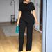 Summer Slim Fit Pant Set for Women plus Size Waist Top with Straight Leg Pants Fashionable Short Sleeve Top Bottoms Outfit_ecoleips.com