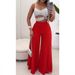 Women's Clothing Slim Temperament Long Wide Leg Pants Sexy Top Solid Color_ecoleips.com