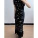 SD Women's French Style Heavy Duty Studded Round Neck Sleeveless Black Knit Long Dress Spring Summer Wear_ecoleips.com
