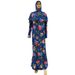 Dubai Style Hot-Selling Short Headscarf Print Long Sleeve Dress Two-Piece Set_ecoleips.com