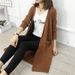 Autumn Winter New Knitted Mid-Length Cardigan Korean Style Large Pocket Shawl Loose Plus Size Sweater Women Coat_ecoleips.com