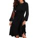 2024 New European American Round Neck Pullover Fashion Long Sleeve Slim Fit Slit Dress For Autumn And Winter_ecoleips.com