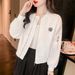 Women's Clothing New Cardigan Jacket Loose and Versatile Long Sleeve High end Baseball Jacket Short Tops for Women_ecoleips.com