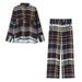 Women's Checkered Shirt & Pants Set - Sleeveless Office-To-Street Matching Outfit (Xs-L, Polyester Fashion Trends_ecoleips.com