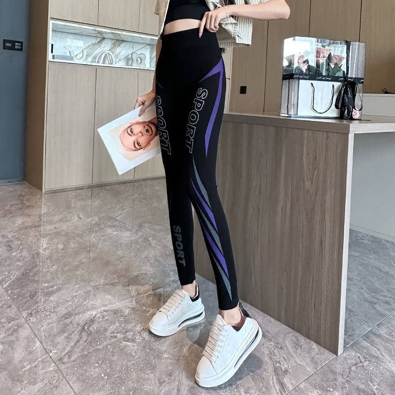 Slimming Striped Leggings For Women - High Waist Yoga Pants With Tummy Control, Casual Athletic Joggers (Thin & Fleece Lined Options)_ecoleips.com