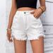 Women's Clothing Ins New Casual High Waist Raw Edge Hole Denim Shorts_ecoleips.com