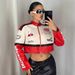 Vintage-Inspired Stand Collar Jacket – Embroidered PU Leather Zip-Up With Color Block Sleeves_ecoleips.com