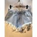 European Station 2026 Summer New Style Patchwork Crochet Lace Trim High-Waisted Slimming Raw Edge Denim Shorts For Women_ecoleips.com
