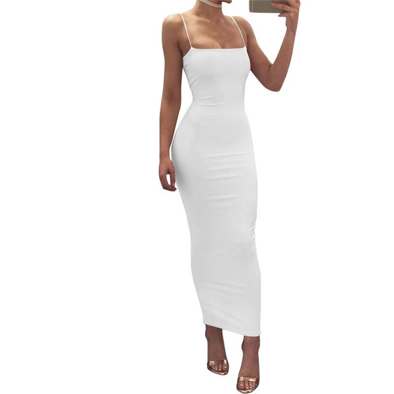 Women's Clothing Ins Sexy Sling Temperament Sling Long Skirt Backless Slim Dress_ecoleips.com