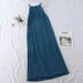 Elegant Halter Neck Maxi Dress – Summer Backless Ruffle Hem Dress For Vacation & Casual Wear (Grey/Black/Khaki/Yellow/Blue/Pink/Brick Red, One Size)_ecoleips.com
