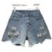 2025 Summer New Versatile Design Hot Pants High Waist Slim Three Dimensional Flower Stickers Ins Denim Shorts For Women_ecoleips.com