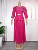 Women's Clothing Hot Diamond Round Neck Dress Temperament Elegant Pleated Skirt_ecoleips.com