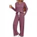 Women's V Neck Two Piece Set Feel Home Pajama Outerwear Casual Polyester Pants Full Length Autumn Winter Fashion For Adults_ecoleips.com