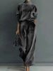 Autumn/Winter Women's High-End Knitted Two-Piece Set Long Sleeved Top with Wide Leg Pants Fashionable European And American Style_ecoleips.com