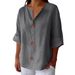 Women's Clothing Women's Loose Fitting Button Top Long Sleeve Cotton Linen Blend Split Casual Fashion T-Shirt For Autumn Winter_ecoleips.com