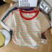 Women's Clothing Women's High-End Round Neck Striped Color-Block T-Shirt Short-Sleeved Summer Design For Formal & Casual For Women_ecoleips.com