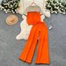 Women's Clothing Two Piece Suit For Women In Summer Fashionable Color Matching Round Neck Short Sleeved Top High Waist Wide Leg Straight Pants Suit_ecoleips.com