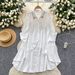 Women's Clothing Shirt For Women With Diamond And Beading Single-breasted Bat Sleeves Loose And Flesh-covering Mid-length Top_ecoleips.com