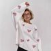 Oversized Heart Embroidered Sweater – Chunky Knit Round Neck Pullover, Cozy & Cute For Fall/Winter (Soft Pink)_ecoleips.com