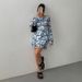 Spring-Summer Women's Printed Flared Sleeve Backless Mesh Dress_ecoleips.com