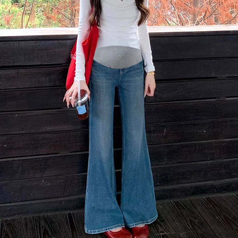 Premium Maternity Stretch Jeans – Extended Length For Tall Moms (Soft Cotton Blend, Dual Belly Support)_ecoleips.com