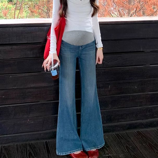 Premium Maternity Stretch Jeans – Extended Length For Tall Moms (Soft Cotton Blend, Dual Belly Support)_ecoleips.com