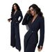 Elegant Women's V-Neck Long Blazer & Wide-Leg Pants Set - Polyester Two-Piece Outfit For Spring/Autumn (S-Xxl, 10 Colors)_ecoleips.com