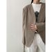 Yi En Ou Inbyin Minimalist Ecstasy Collarless Blazer Women High-end Sense Curved Loose Casual Suit_ecoleips.com