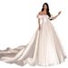Women's Clothing Top One Shoulder Evening Dress Satin New Style Simple Light Wedding Dress_ecoleips.com