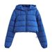 Winter Women's Hooded Short Puffer Jacket, Lightweight Quilted Coat With Polyester Filling, Warm Fleece Lined Zip-Up Outerwear For Casual & Commute_ecoleips.com