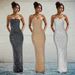 Elegant Back-Slit Sequin Evening Dress For Women – Stunning Off-Shoulder Formal Gown With High Waist (Black/Nude/White, S-Xxl)_ecoleips.com