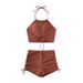 New Women's Clothing American Style Suspender Bikini Two Piece Flat Angle Sports Beach Swimsuit_ecoleips.com