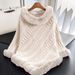 Luxury Faux Rabbit Fur Collar Oversized Knitted Cape Poncho – Elegant Women's Winter Shawl Wrap, Cozy & Stylish_ecoleips.com