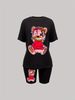 Summer Women's Casual And Fashionable Teddy Bear Print Loose T-shirt+shorts Two-piece Sportswear Suitable For Daily Wear-43_ecoleips.com