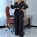 Women's Clothing Elegant And Fashionable V Neck Elegant V-Neck Ruffle Blouse With Wide-Leg Pants Set | Flowy Office Chic Two-Piece Outfit_ecoleips.com