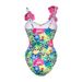 Women's Orchid Strap Printed One Piece Swimsuit Item Huludao Swimwear Sexy Vacation Style_ecoleips.com