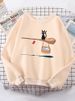 Cute Cat Not In Service Print Hoodies Women Casual Crewneck Sportswear Fleece Warm Fleece Sweatshirt Loose Hoody Autumn_ecoleips.com