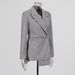 K Retro Lazy Style Suit New Irregular Design Gray Striped Suit Jacket For Women_ecoleips.com