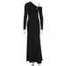 Fashionable Autumn Long Sleeve One Shoulder Slim Fit Temperament Women Long Dress Elegant Casual Party Vacation Clothing_ecoleips.com