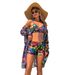 Women's Clothing Swimsuit Sexy Sun Protection Three Piece Set Chiffon Printed Multi-Color Bikini Cover Up_ecoleips.com
