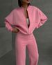 Women's Zipper Cardigan & Straight Pants Set – Autumn/Winter Casual Suit (S-XL, Light Gray/Dark Blue/Pinkish/Black/Red)_ecoleips.com