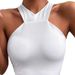 Voya Women's Spring And Summer Hot Selling New Simple And Sexy Cross T-shirt Backless Design Sense Short Top_ecoleips.com