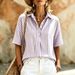 Summer Striped Shirt For Women Casual Fashion Short Sleeve With Collar_ecoleips.com