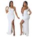 Women's Clothing fashionable and sexy oblique shoulder waist high slit leaking backpack hip hot diamond party dress_ecoleips.com