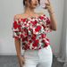 Aria Basics Aria Basics Cross-border Foreign Trade 2025 Summer European And American Vacation Style Off-Shoulder Short-Sleeve Shirt With_ecoleips.com